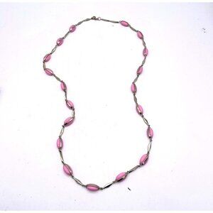 J.Crew Pink Gemstone Necklace Lobster Closure Signed